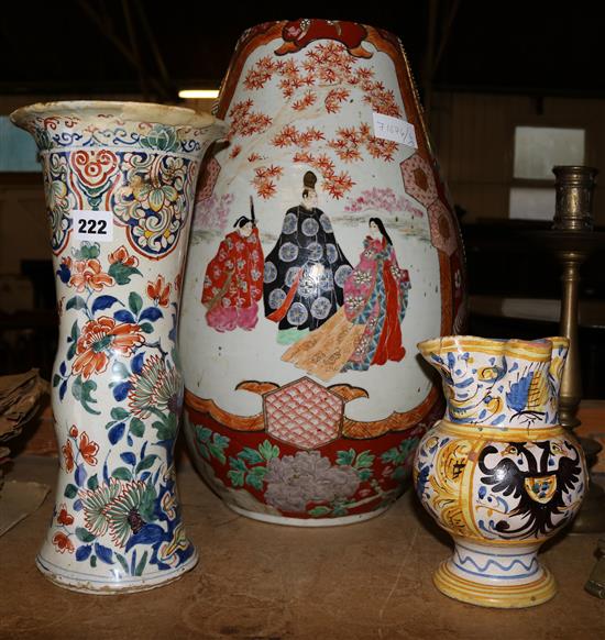 Japanese vase, faience jug and vase